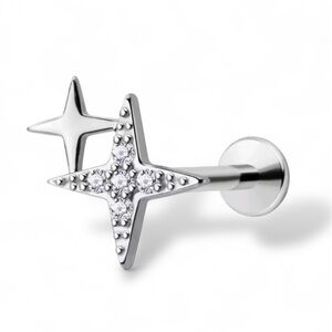 G23 Titanium Twinkle Star Threadless Labret Earring